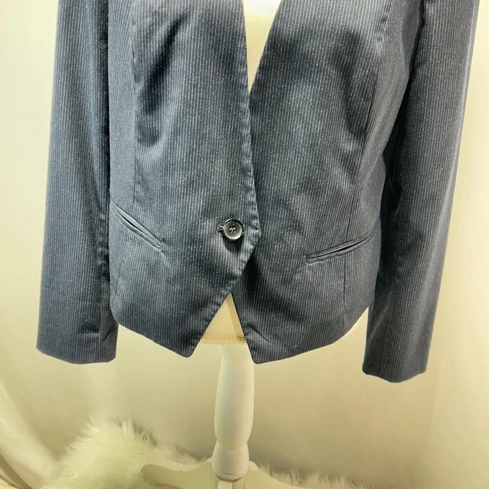 Worthington Women's Navy Pinstripe Blazer Jacket Size‎ L